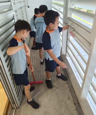Cleaning the school