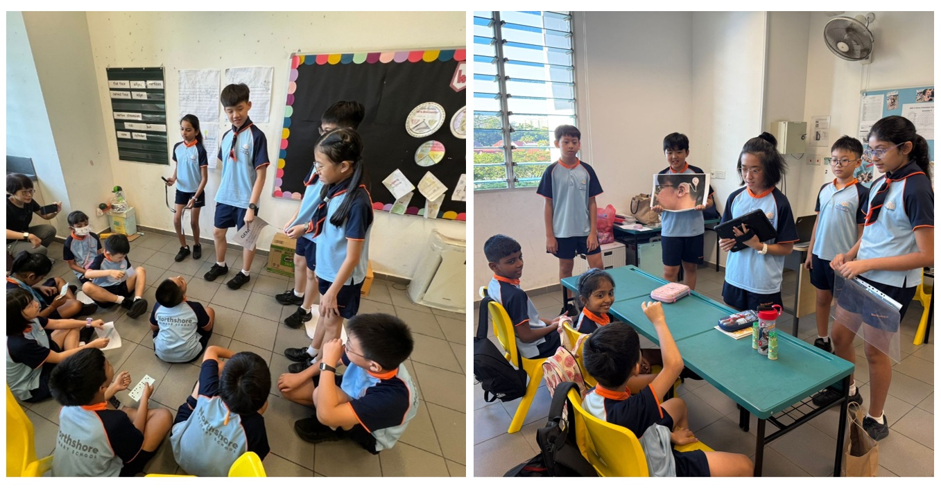 Our P5 students in action, teaching their juniors