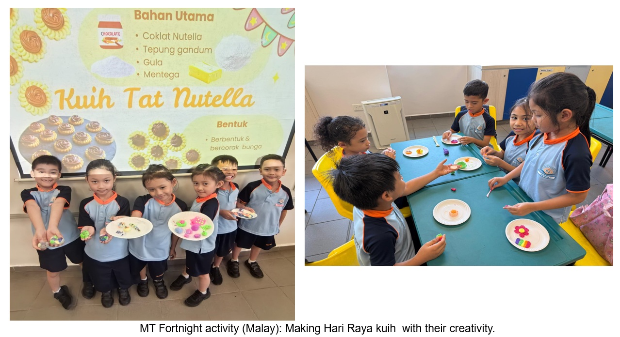 Making Hari Raya kuih with their creativity